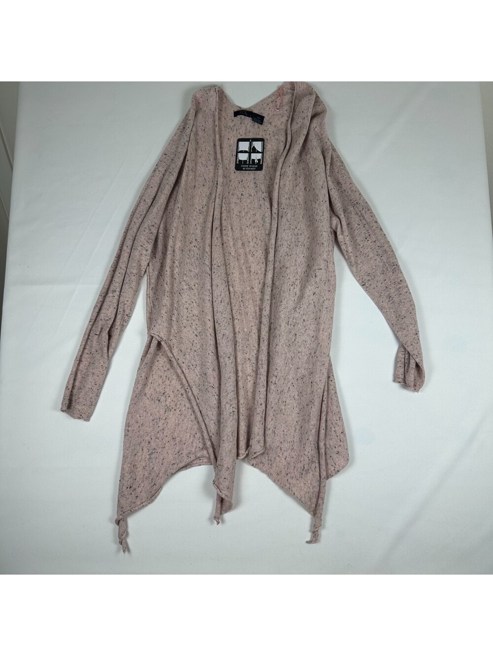 RDI Comme Tu Veux Womens Size L Pink Hooded Waterfall Cardigan